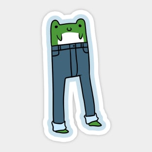 Frog with Long Legs Wearing Pants Sticker